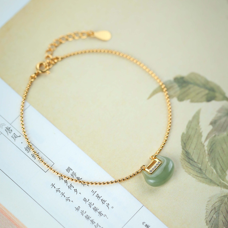 S925 Sterling Silver Gold-plated Wallet Lock Bag Exquisite Bracelet Simple Small and Exquisite Trendy Chinese Style Women
