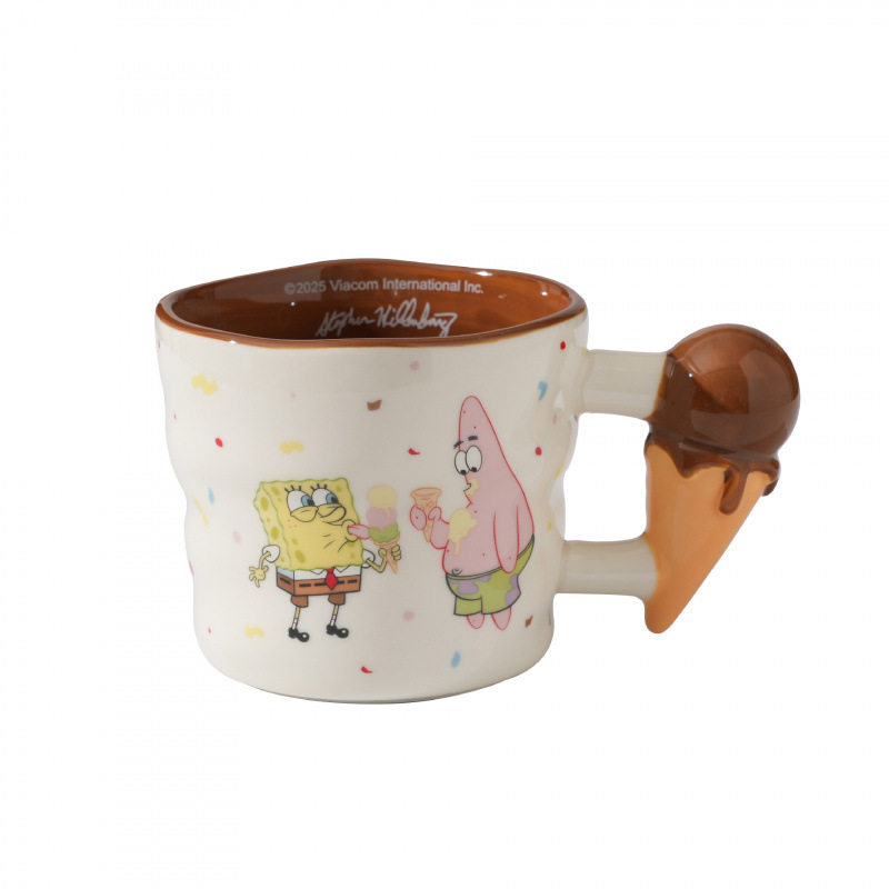 Auténtica taza de desayuno de Bob Esponja, taza de cerámica de dibujos animados, taza de café, taza de agua de gran capacidad, taza regalo