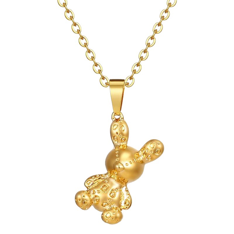 INS transfronterizo de alta calidad versátil de acero inoxidable conejo colgante collar simple de moda unisex 18K collar