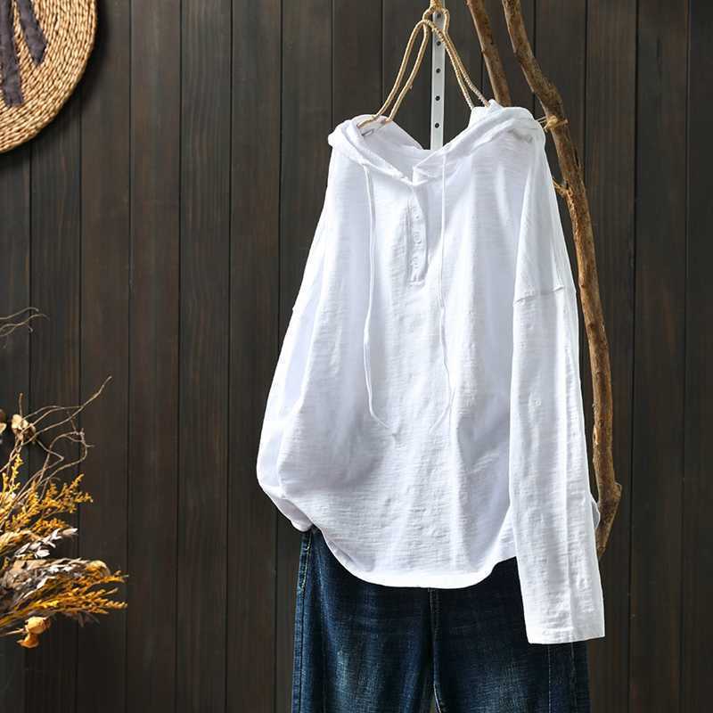 Solid Color Slub Cotton T-Shirt Women's Long-sleeved Hooded 2025 Spring New Arrival Loose Large Plate Meat Covering Pullover All-match Top Solid Color Slub Cotton T-Shirt Women's Long-sleeved Hooded 2025 Spring New Arrival Loose Large Plate Meat Covering Pullover All-match Top