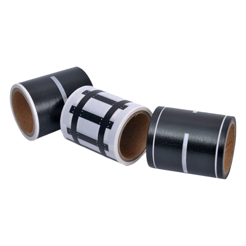 El transporte ferroviario por carretera y cinta de papel cinta de carretera de ferrocarril niños de dibujos animados DIY coche tren curva pegatinas