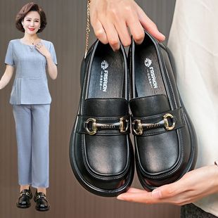 Spring Mother's Shoes, Wear-Resistant, Non-Slip Granny Shoes, Middle-Aged and Elderly Women's Flats, Comfortable Casual Shoes, Soft-Soled Loafers