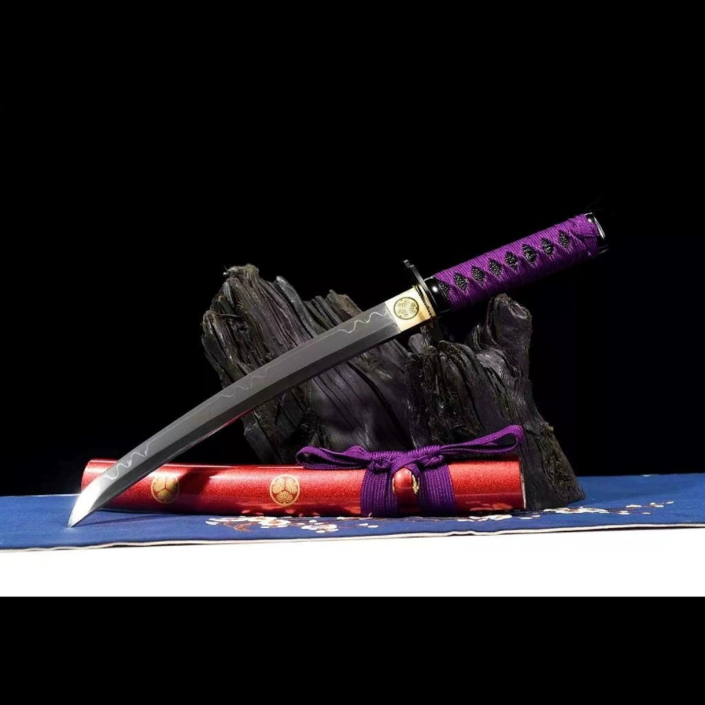 Longquan Daojian T10 burning blade small Uchigatana integrated null edge short dagger Iaito outdoor cold weapon foreign trade unsharpened