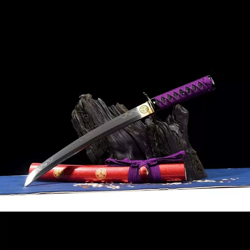 Longquan Daojian T10 burning blade small Uchigatana integrated null edge short dagger Iaito outdoor cold weapon foreign trade unsharpened