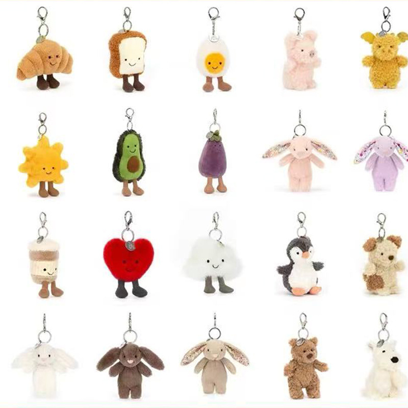 jellycat挂件三标齐全带钢印巴塞罗熊茄子牛角包 款式齐批发礼物|undefined