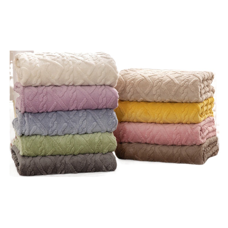 Solid Color 3D Jacquard All Year Round Taffeta Blanket Quilted Flannel Spring and Summer Nap Blanket Cover Small and Super Soft