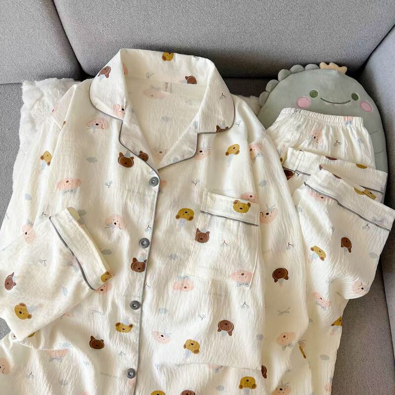 外国貿易クロスボーダー卸売クラウドコットン長袖ズボン 120 グラムパジャマ女性のための Xiaoxin 外で着用できるラペルカーディガンホーム服|undefined