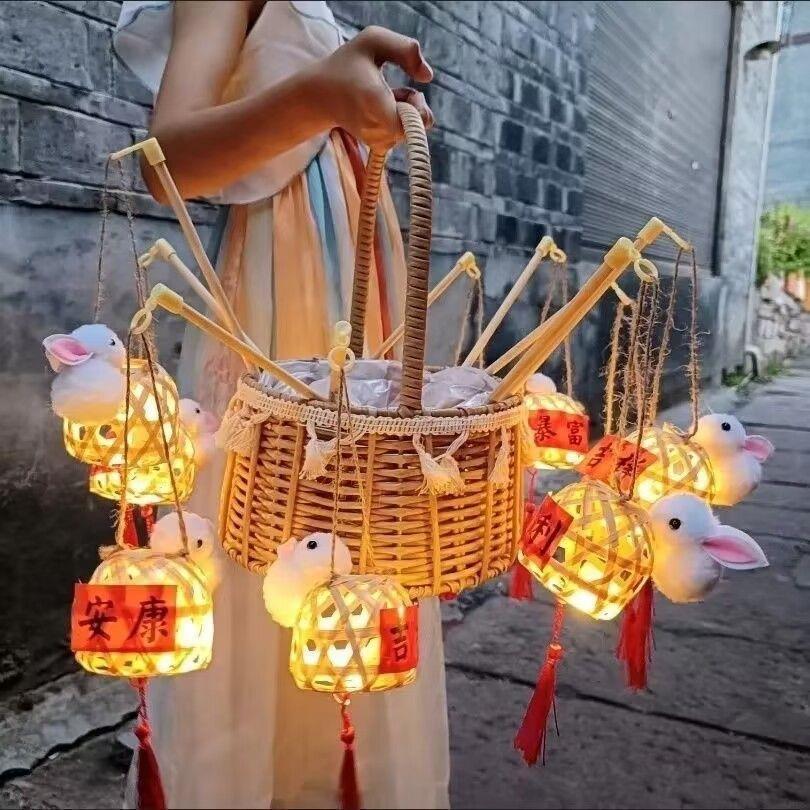 中秋批发网红潮汕小灯笼竹编手提潮汕工艺品手工编织灯笼摆摊商品