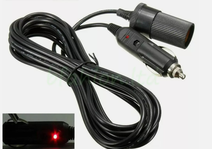 Car Electrical Appliance Cigarette Lighter Extension Cord Car Power Cord Cigarette Lighter with Male and Female Connectors 2.5m 12/24V