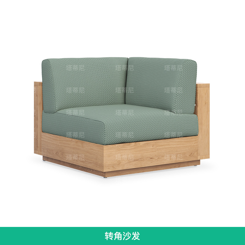 Conjunto de sofás de teca para exteriores para patio de hotel, impermeable, resistente al sol, muebles anticorrosivos, sofá de madera maciza para jardín de villa.