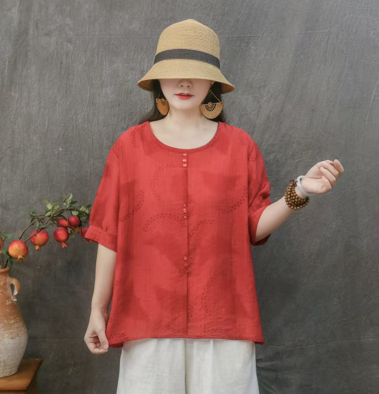 Transfronterizo 2025 primavera y verano ropa de mujer impresión camiseta de manga corta camiseta de mujer camiseta de base de cuello redondo artística ocio 168 image 12