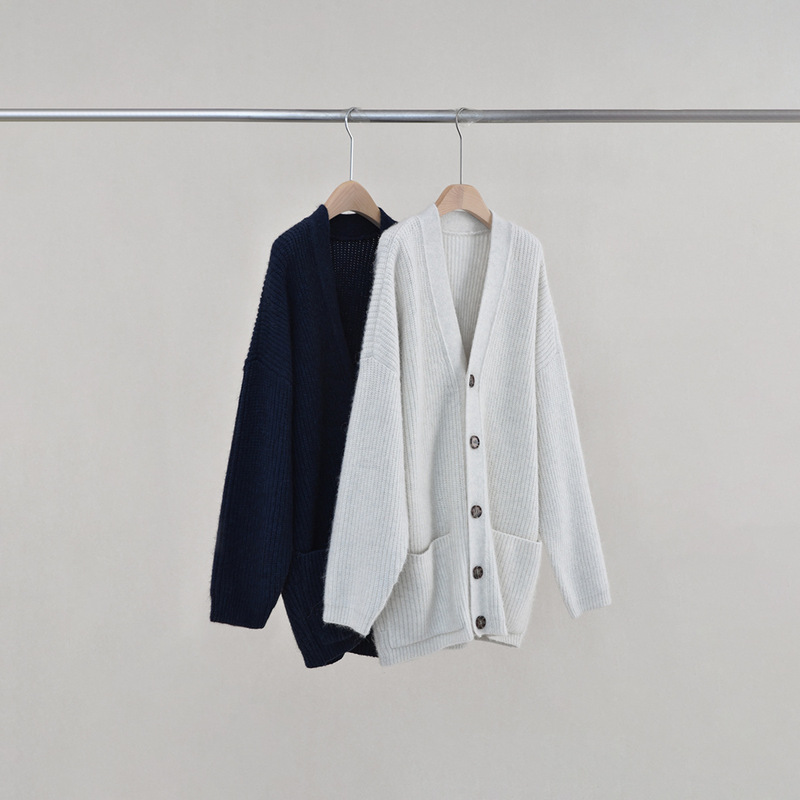 High-Weight Wool and Alpaca Blend Oversized Knit Cardigan for Women, Winter 2025, Heavy Loose Mid-Length Coat Sweater