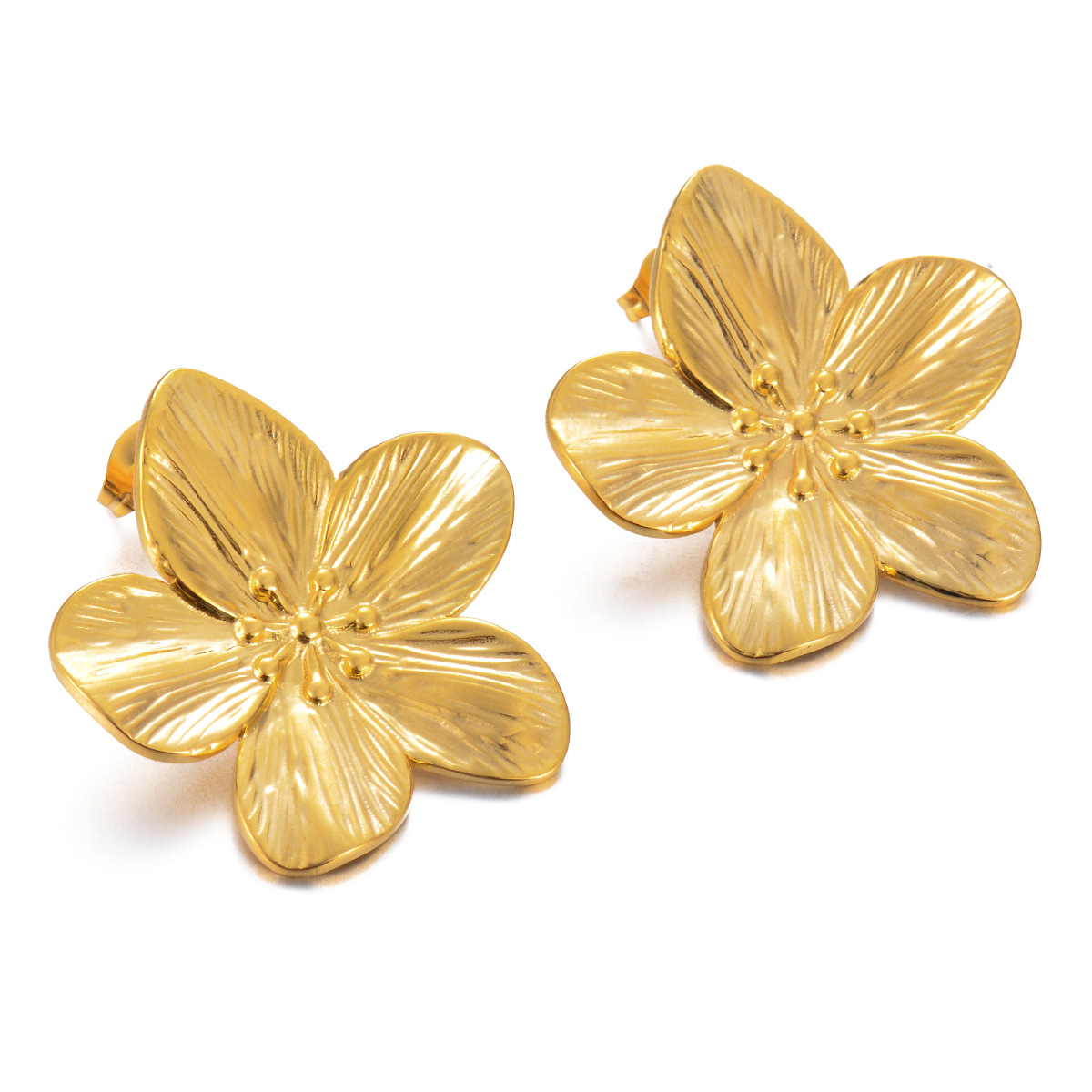 1 Par Glamour Retro Flor Enchapado Embutido Acero Inoxidable Perlas Artificiales Pendientes display picture 3