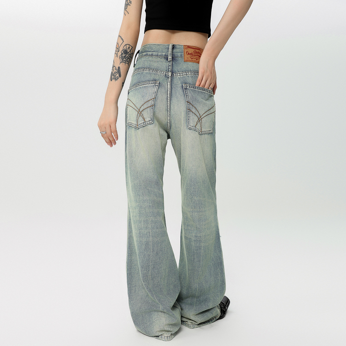 OREETA Street Fashion Vintage Washed Ripped Jeans 2024 Fashion Brand Slim Fit Straight High Street Jeans