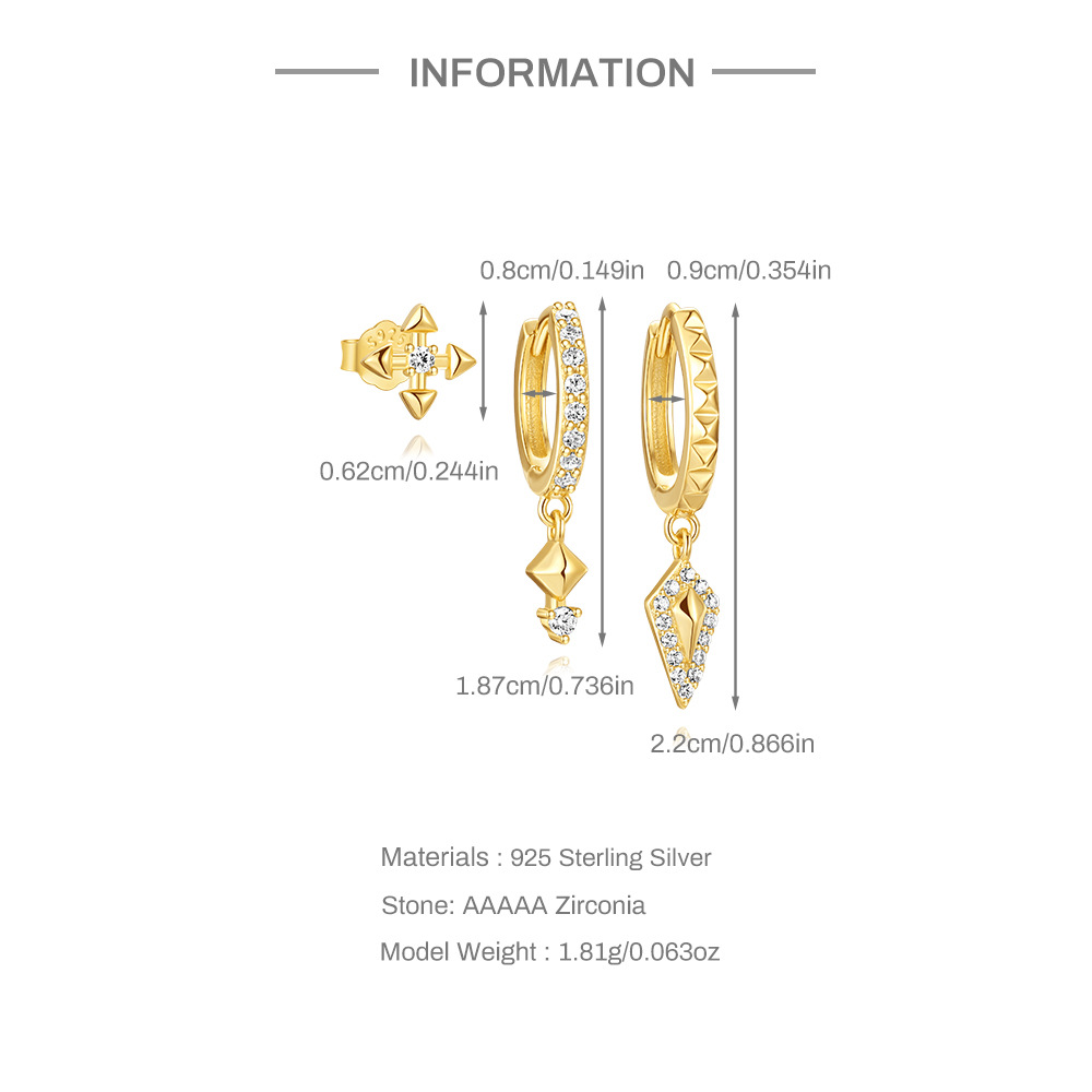 925 Sterling Silver Ear Needle Material 1 Set 925 Sterling Silver Zircon 925 Sterling Silver Earrings Geometric Flower Drop Earrings Earrings Ear Studs