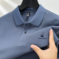 100%純綿半袖Tシャツメンズ高級刺繍ポロシャツメンズ夏服カジュアル半袖ラペル2025新作