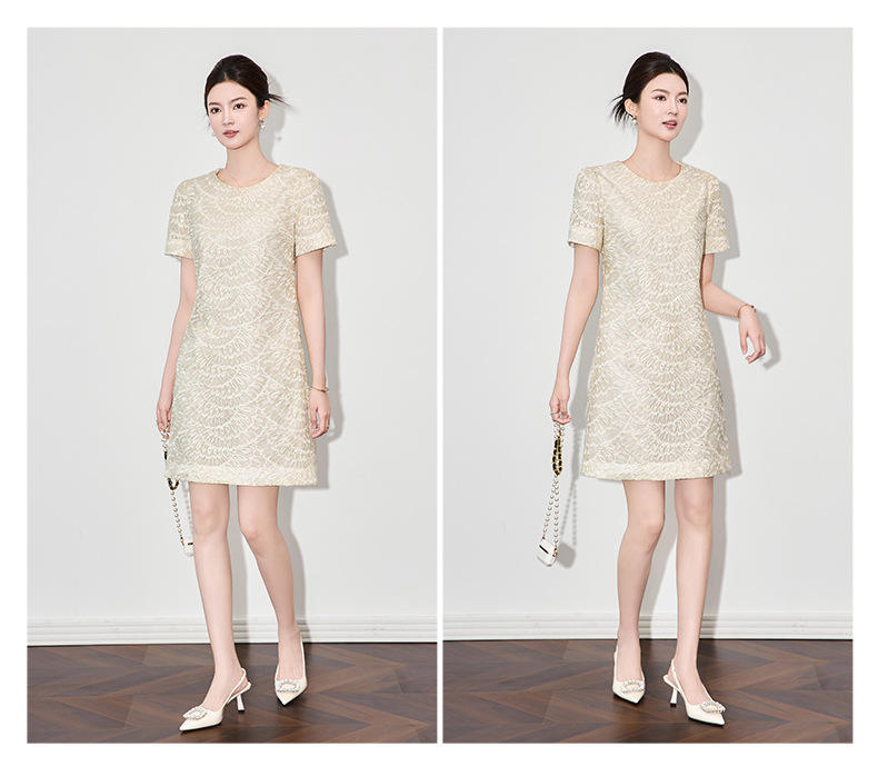 Váy maxi nữ thêu họa tiết lông vũ organza tay ngắn — mơ chi tiết 14