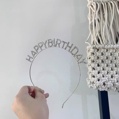 happybirthday發箍生日快樂金銀色英文字母皇冠頭箍髮飾頭飾女