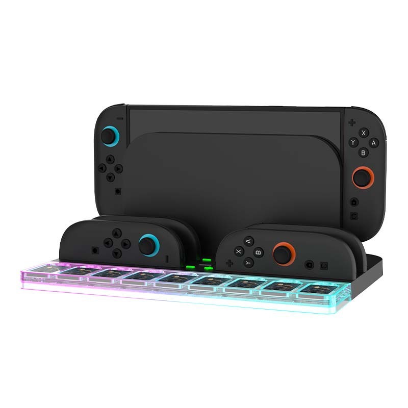 Switch2世代ホスト収納充電ベースNS2左右小型ハンドルホルダー充電器、カラフルなライト付き、カセットを収納可能|undefined