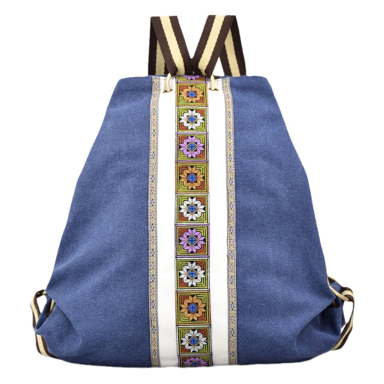 Mochila bordada mochila de lona de gran capacidad para mujer mochila casual mochila de viaje antirrobo duradera Retro