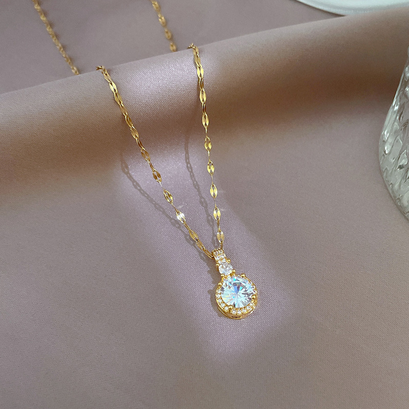 [Titaniumstaal] Lichte luxe volledige diamanten microset zirkoon Shining Temperament Super onsterfelijke ketting koper_voghion.com