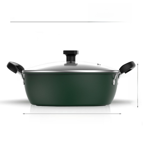 Gift Crystal Red and Green Non-stick Wok 30cm Large Size 10L Large Capacity Electric Stove Gas Stove Cookware