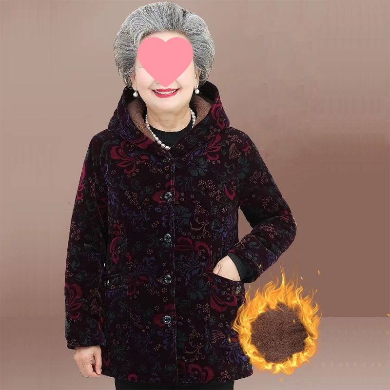 中老年女装妈妈装棉衣加绒加厚老人棉服老太太奶奶冬装上衣加大码