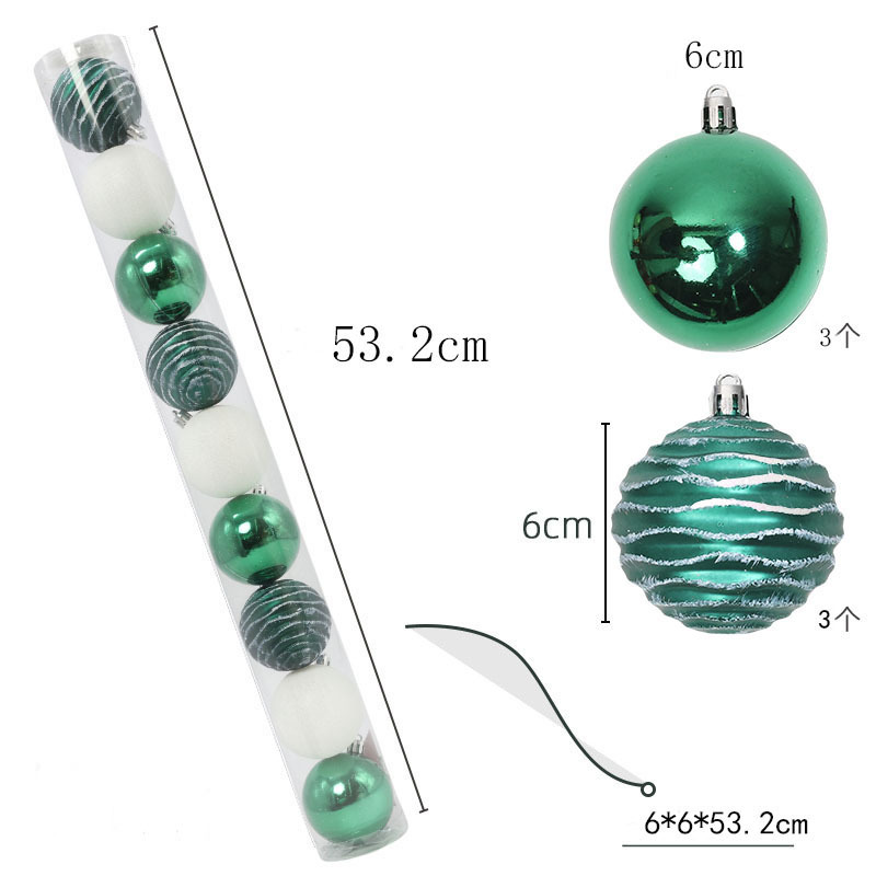 Fábrica directa transfronteriza nuevo 6cm / 9 cilindro bola pintada de Navidad juego de árbol de Navidad colgante de plástico colgante bola