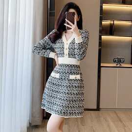法式高级感小香风针织连衣裙女秋冬小个子气质显瘦打底内搭毛衣裙