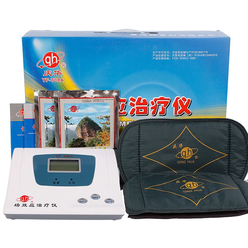 Аппарат для физиотерапии методом электромагнитного поля Qinghua YF-T08A для домашнего использования с термотерапевтическим поясом, включает 2 улучшающих лечебные эффекты медицинских накладок