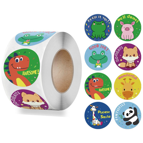 Bulk wholesale roll of children's toys strong animal-themed thank you decorative self-adhesive sticker labels