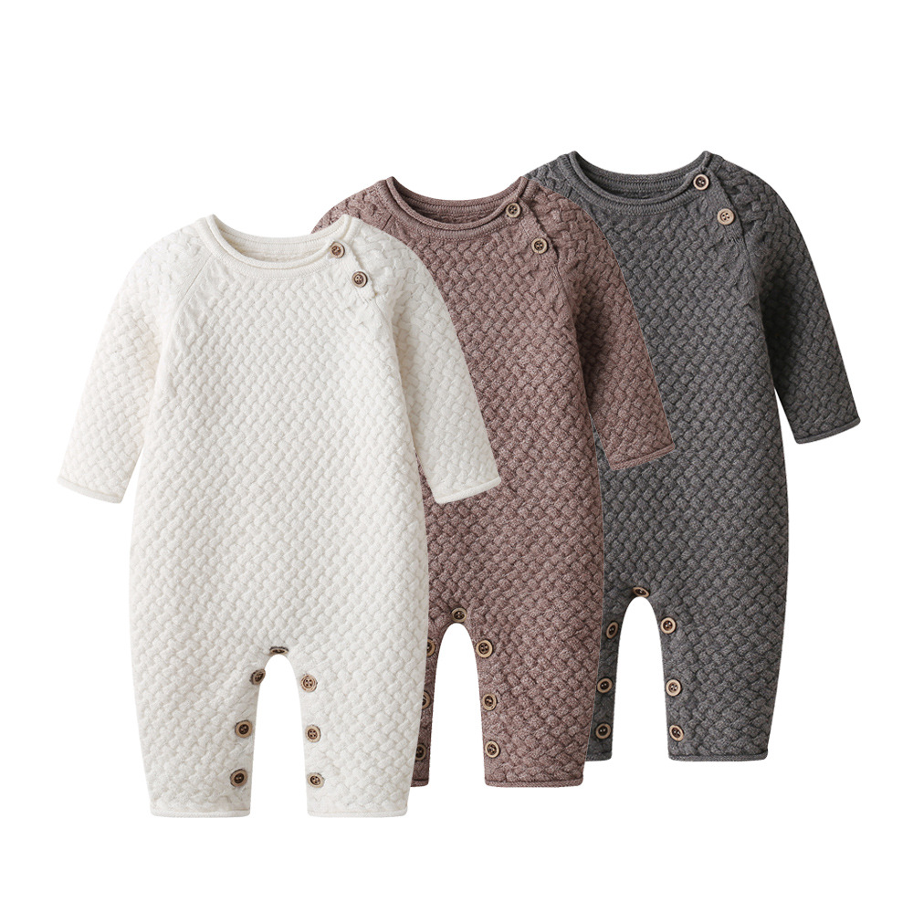 Foreign trade children's clothing, INS hot-selling autumn and winter new Korean style baby romper, Angora knitted romper, warm bodysuit