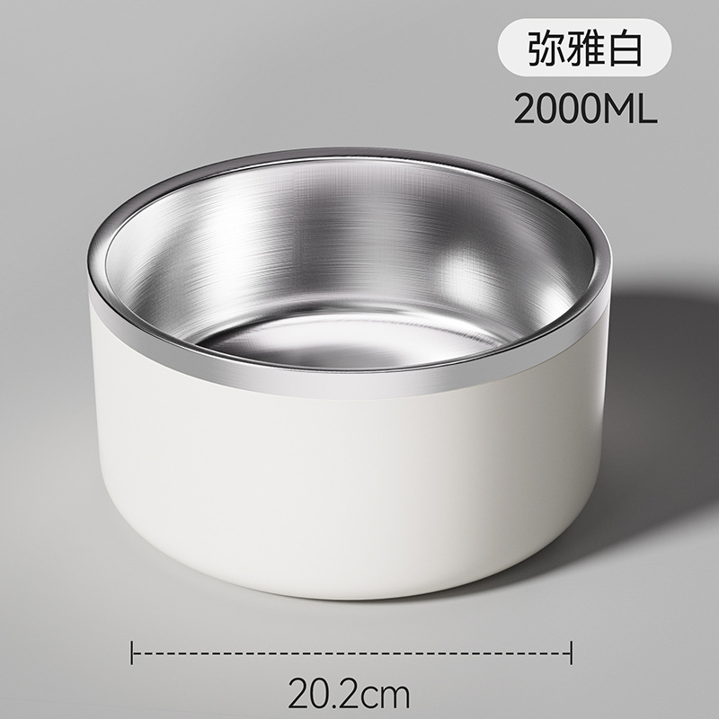 Tazón para mascotas transfronterizo Tazón para perros de acero inoxidable Tazón para perros de doble capa engrosada y anti-volcado Tazón de comida dorada para perros