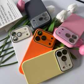 自带玻璃镜头膜大视窗纯色适用iPhone17苹果16ProMax/15/14保护壳