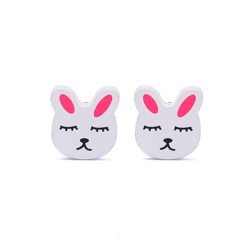 Cartoon Style Animal Rainbow Wood Stoving Varnish Womenu0027S Ear clips 1 Pair