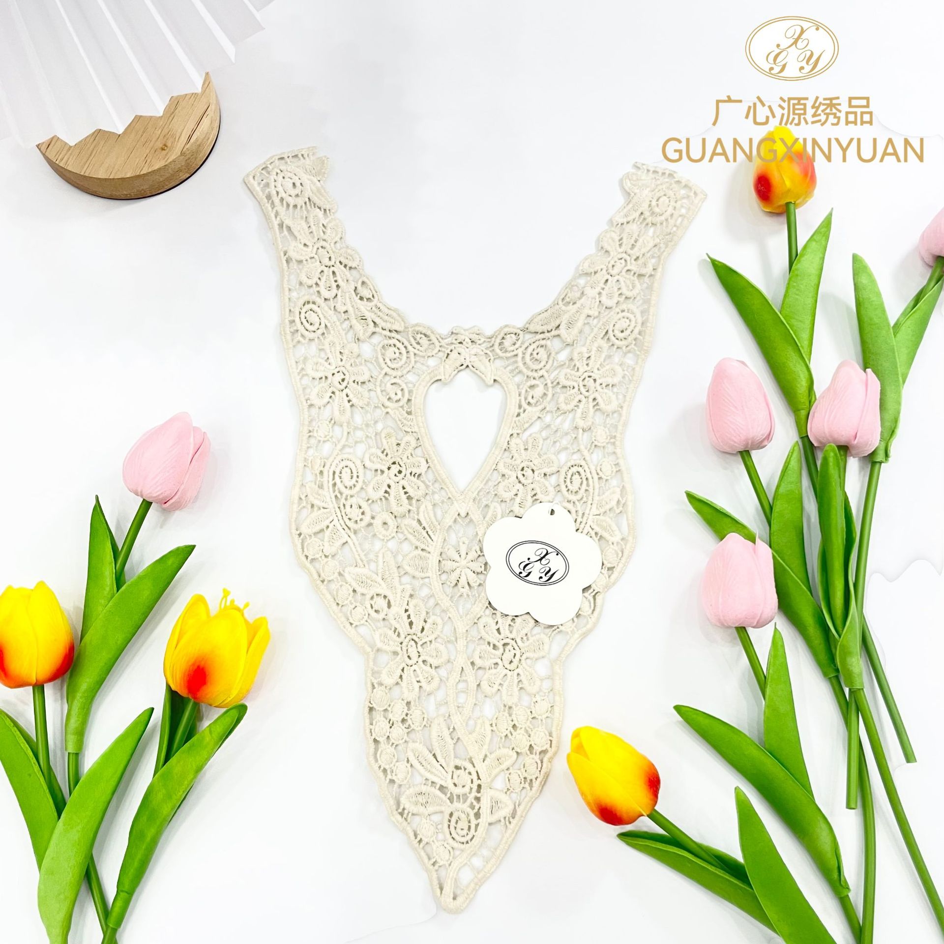 现货高品质领花中空纯棉复古水溶绣花广心源女装辅料蕾丝镂空DIY