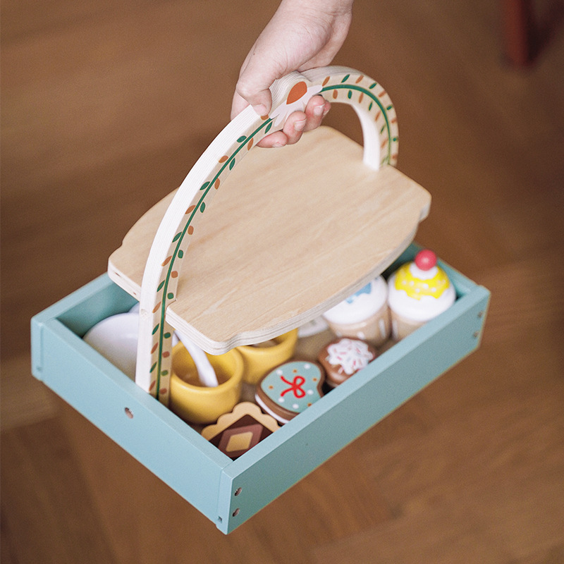 Los niños de madera de simulación postre pastel de mesa postre tarde té juego educativo cocina jugar casa Juguetes