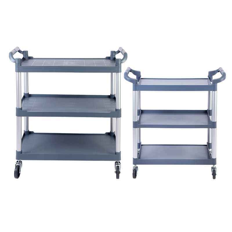 Carrito de servicio de tres niveles para hotel o restaurante, plástico resistente, ideal para recoger platos o servir comida