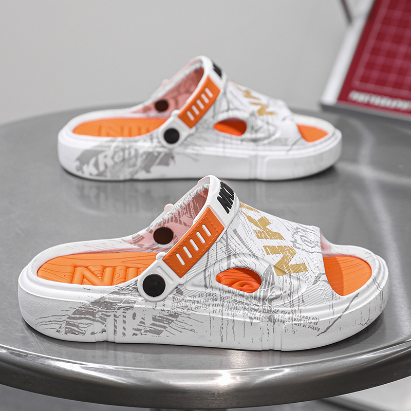 Sandalias y pantuflas de distribución transfronteriza para hombres, ropa exterior de verano, suela gruesa, sensación de mierda, sandalias de playa, tendencia, conducción de dos manos, talla grande