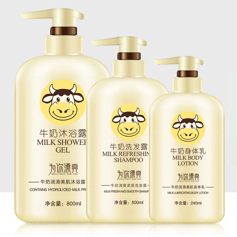 Milk protein lubrication, rejuvenation and beauty shower gel 800ml large capacity shampoo and body lotion manufacturer wholesale