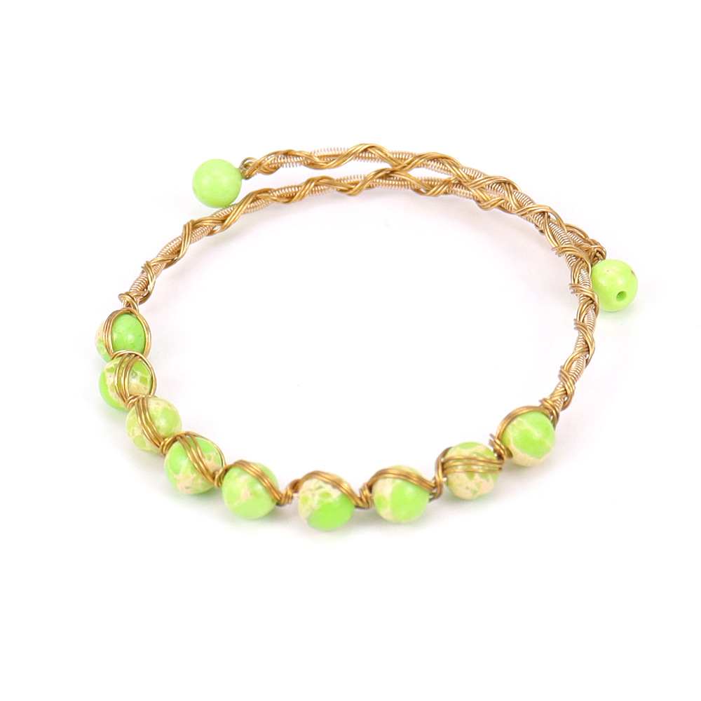 Retro Geometric natural stone Crystal Copper Handmade Bracelets 1 Piece