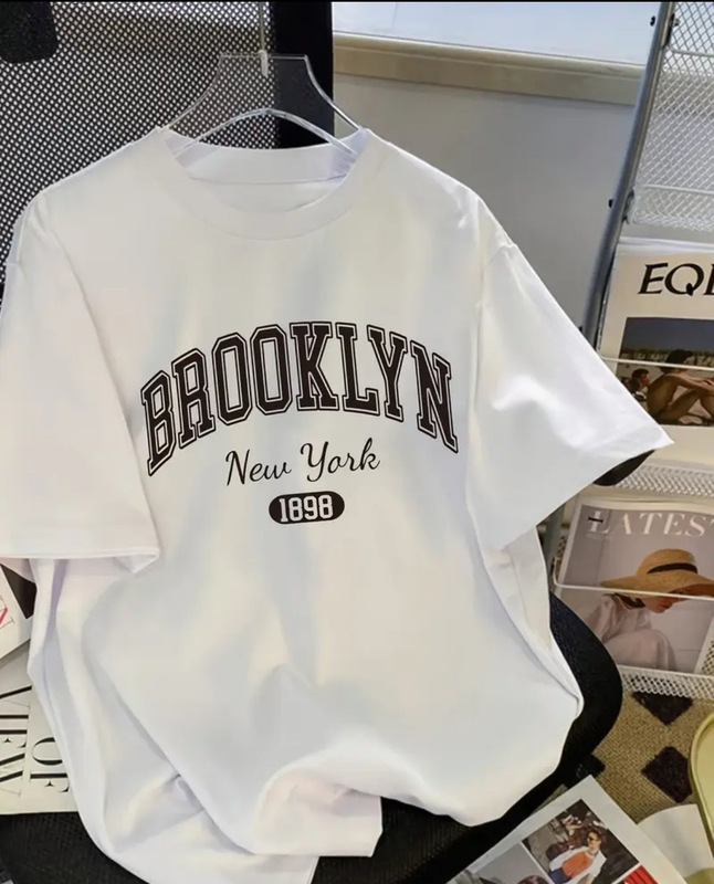 100% 純綿の白いアルファベットのプリントの半袖tシャツの女性の夏の2025新型のファッションのブランドのゆったりしている組み合わせの上で服を着ます。|undefined