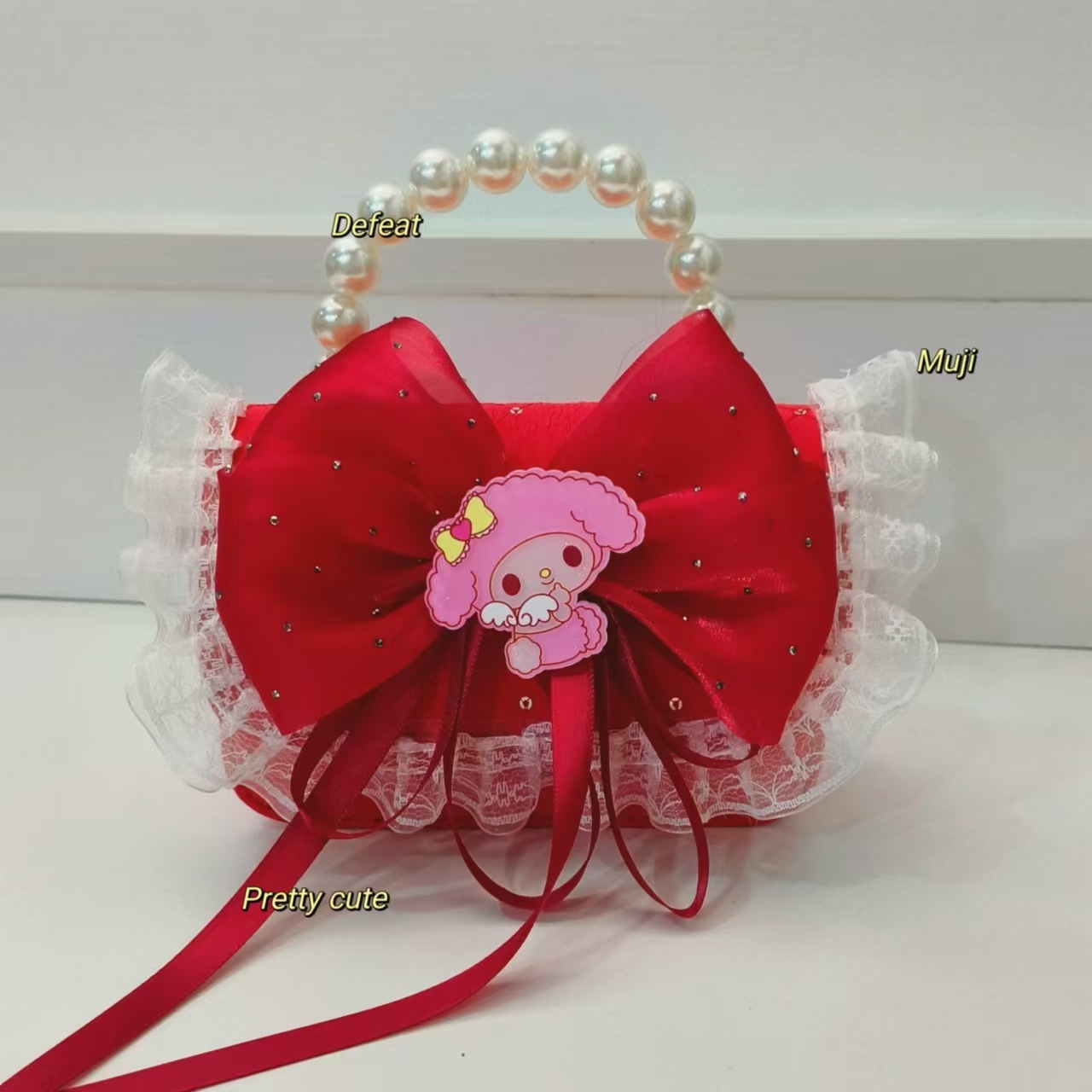 Melody bolso de perlas bolso de mochila accesorios bolso pequeño bolso de cadena bolso de arco encaje bolso de cadena para niños moda