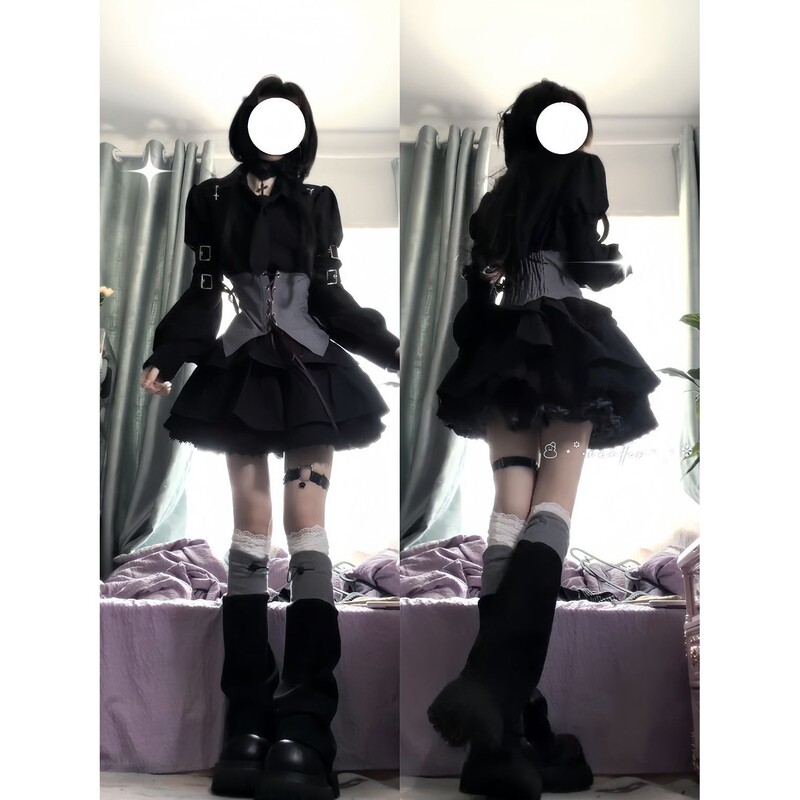 Now H Guardian Sweetheart Japanese-style preppy black short skirt and top two-piece set, a sweet and cool Y2K outfit for trendy girls Now H Guardian Sweetheart Japanese-style preppy black short skirt and top two-piece set, a sweet and cool Y2K outfit for trendy girls