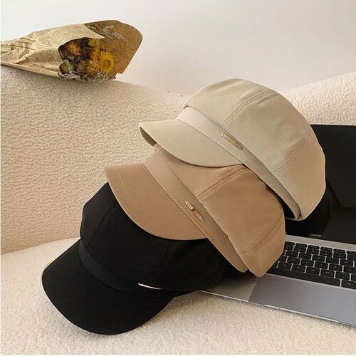 Black beret spring and autumn season Instagram trendy versatile hat for girls Japanese style large circumference to make face look smaller octagonal painter's hat