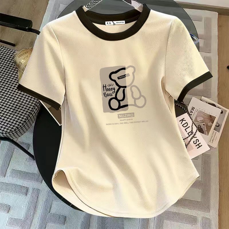 夏の新しいスタイルの曲線美で痩身効果のある女性用半袖Tシャツ、太ったmmの大きいサイズ、ウエスタンスタイルの半袖Tシャツ|undefined