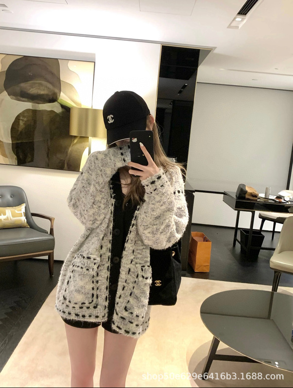 秋季新款韩国小香风毛衣外套女秋冬新款v领宽松重工长袖针织开衫|undefined