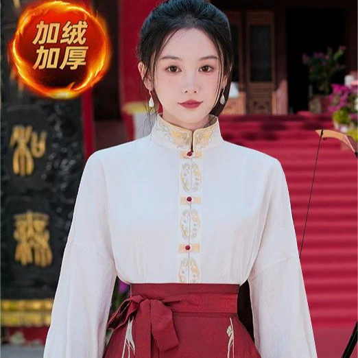 Настоящий выстрел Новый китайский стиль вышитый воротник-стойка жаккардовое утолщенное Женское пальто цельный макияж цветочный тканый Золотой жилет юбка костюм