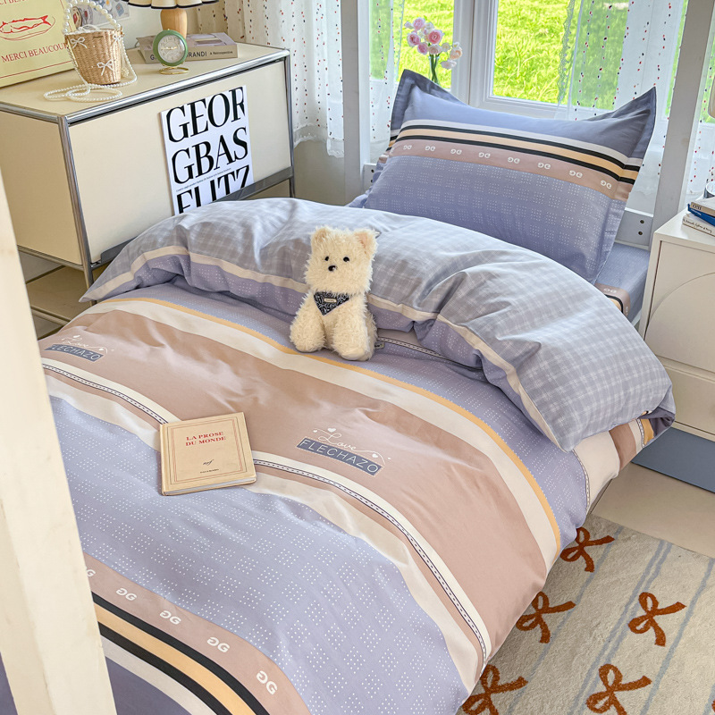New Factory Wholesale 100% Cotton Student Dormitory Three-Piece Dormitory Quilt Cover Bed Sheets Three-Piece Gift Group Purchase New Factory Wholesale 100% Cotton Student Dormitory Three-Piece Dormitory Quilt Cover Bed Sheets Three-Piece Gift Group Purchase