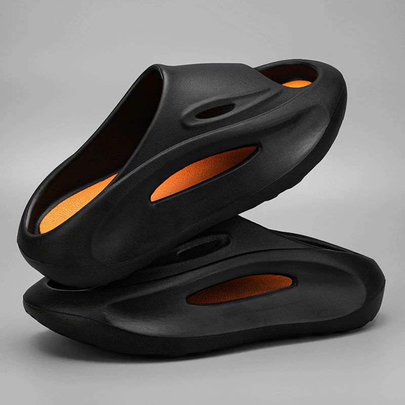 Двухцветные мужские тапочки, новые двухцветные тапочки на толстой подошве, уличные пляжные тапочки, повседневные и модные тапочки из ЭВА.